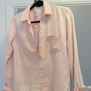 Rails long sleeved button down pink denim shirt